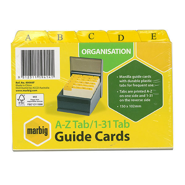 Picture of MARBIG GUIDE CARD A-Z/1-31 TAB 5X3