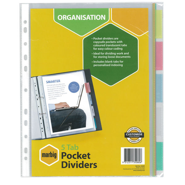 Picture of MARBIG POCKET DIVIDERS 5 TAB PP