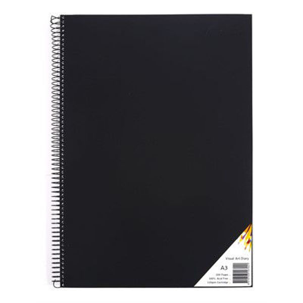 Picture of QUILL VISUAL ART DIARY PP 110GSM A3 120 PAGES - BLACK