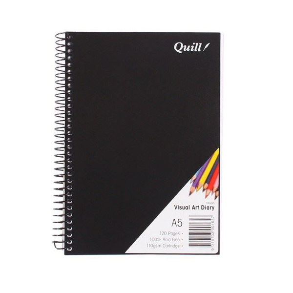 Picture of QUILL VISUAL ART DIARY PP 110GSM A5 120 PAGES - BLACK