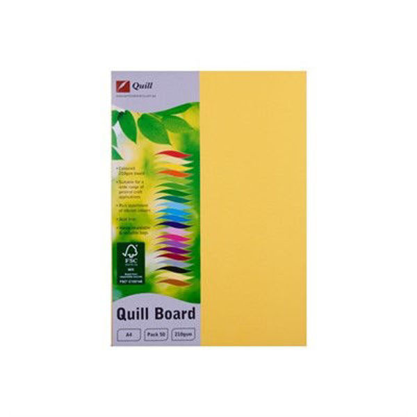 Picture of QUILL BOARD 210GSM A4 PACK 50 - LEMON