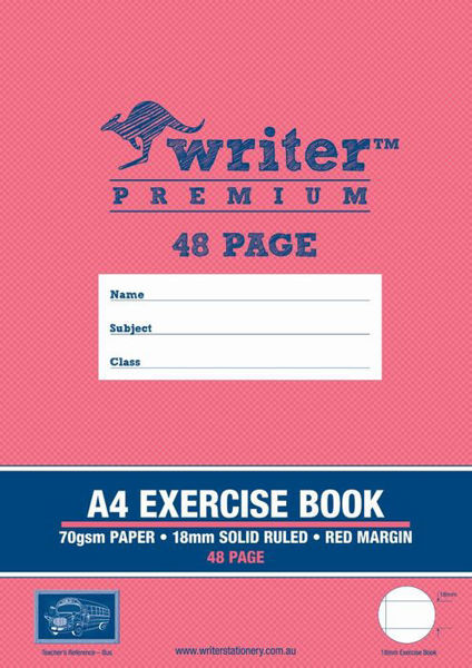 Picture of WRITER PREMIUM BUS A4 48PG EXERCISE BOOK 18MM SOLID RULED + MARGIN