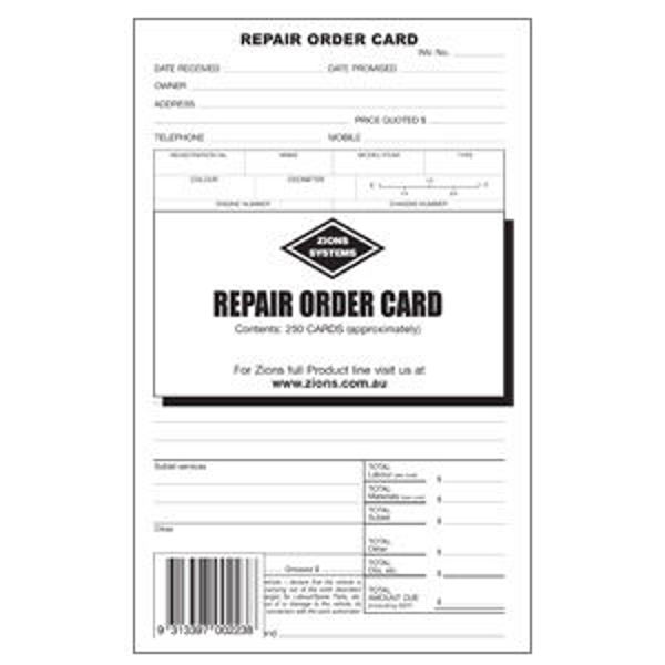 Picture of ZIONS ROC - REPAIR ORDER CARD PACK 50