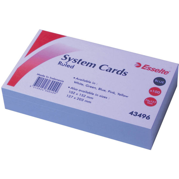 Picture of ESSELTE SYSTEM CARDS 127X76MM (5X3) BLUE