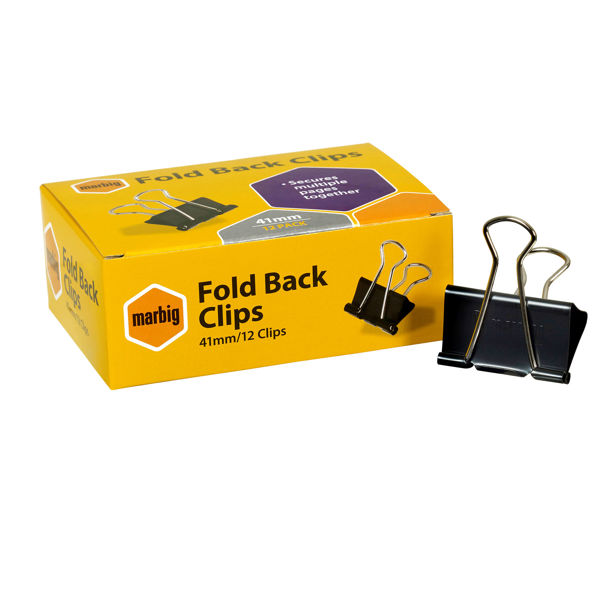 Picture of MARBIG FOLD BACK CLIPS 41MM BOX 12