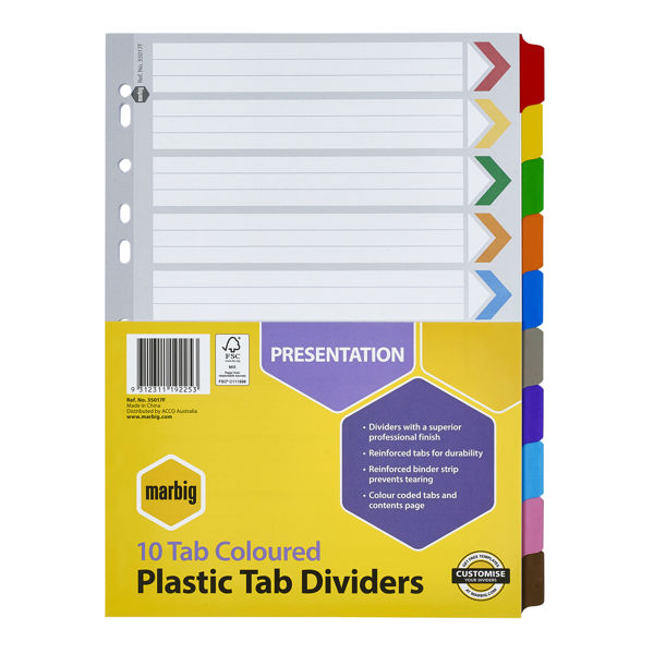 Picture of MARBIG REINFORCED DIVIDERS 10 TAB