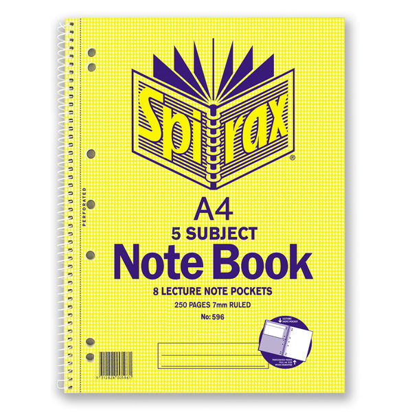 Picture of SPIRAX 596 5 SUBJECT NOTEBOOK A4 250 PAG