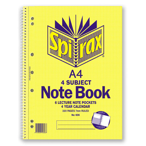Picture of SPIRAX 606 4 SUBJECT NOTEBOOK A4 320 PAG
