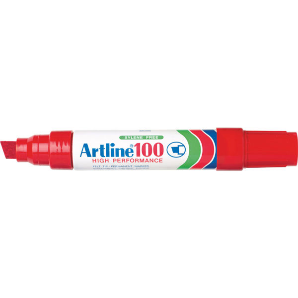 Picture of ARTLINE 100 PERMANENT MARKER 12MM CHISEL RED