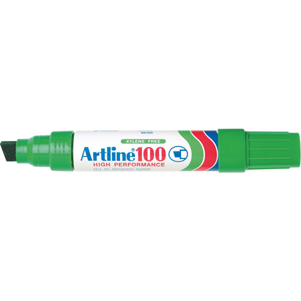 Picture of ARTLINE 100 PERMANENT MARKER 12MM CHISEL GREEN