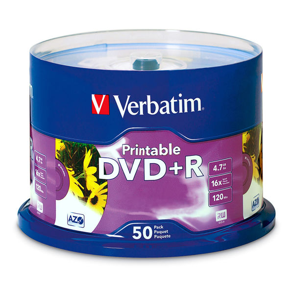 Picture of VERBATIM DVD SPINDLE 4.7GB DVD+R PACK50