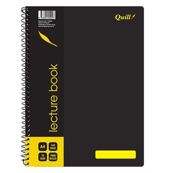 Picture of QUILL LECTURE BOOK  70GSM PP A4 140 PAGES BLACK