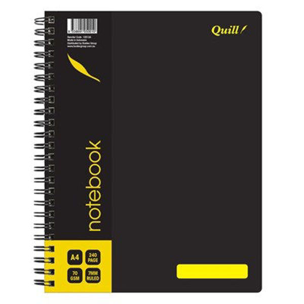 Picture of QUILL NOTEBOOK 70GSM PP A4 240 PAGES BLACK