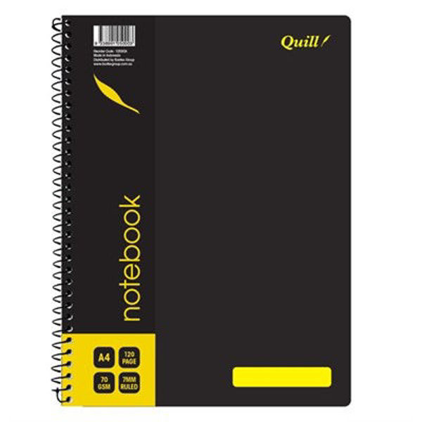 Picture of QUILL NOTEBOOK 70GSM PP A4 120 PAGES BLACK