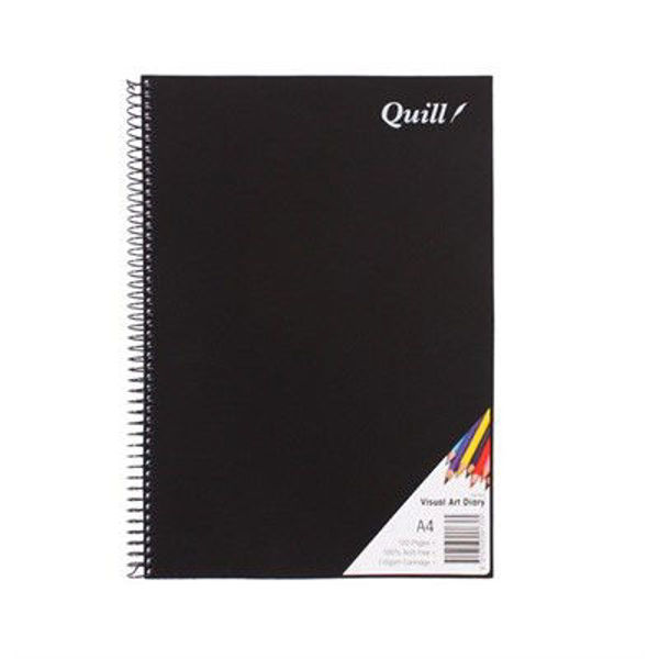 Picture of QUILL VISUAL ART DIARY PP 110GSM A4 120 PAGES - BLACK