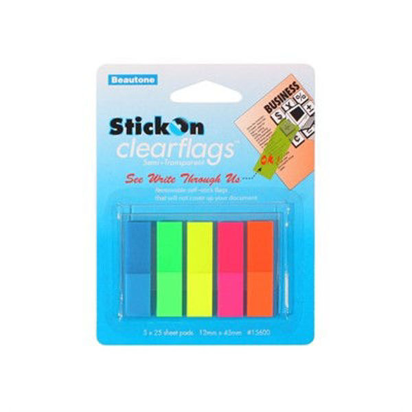 Picture of STICK ON FLAGS 12MM X 45MM 5 PADS X 25 SHEETS - ASSORTED