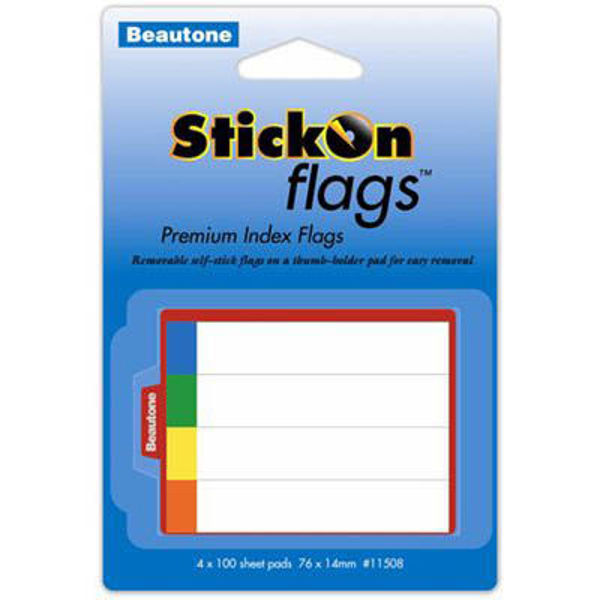 Picture of STICK ON FLAGS 14MM X 76MM 4 PADS X 100 SHEETS - ASSORTED