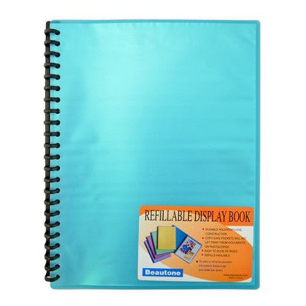 Picture of BANTEX DISPLAY FOLDER REFILLABLE COOL FROST PP A4 20 POCKETS - BLUE