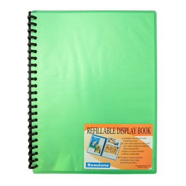 Picture of BANTEX DISPLAY FOLDER REFILLABLE COOL FROST PP A4 20 POCKETS - GREEN