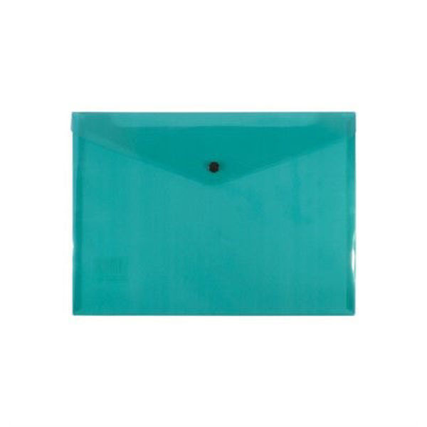 Picture of BANTEX DOCUMENT WALLET STANDARD PP A4 BUTTON CLOSURE - GREEN