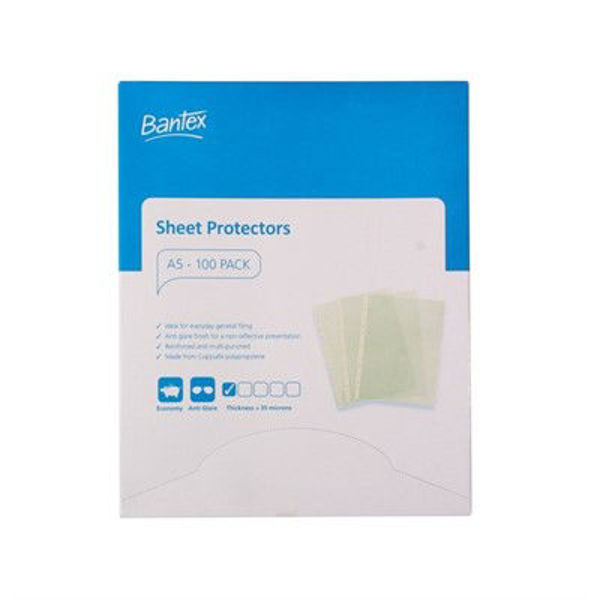 Picture of BANTEX A5 SHEET PROTECTORS ECONOMY PP 35 MICRONS EMBOSSED (BOX 100)