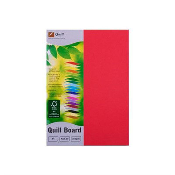 Picture of QUILL BOARD 210GSM A4 PACK 50 - RED