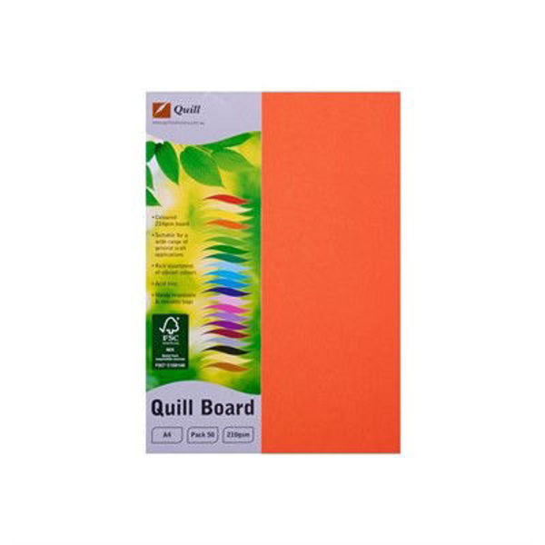 Picture of QUILL BOARD 210GSM A4 PACK 50 - ORANGE