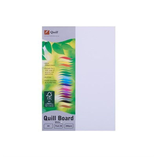 Picture of QUILL BOARD 200GSM A4 PACK 50 - WHITE
