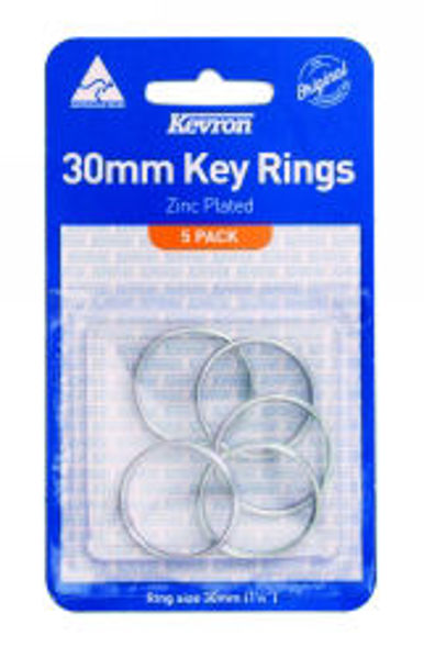 Picture of KEY RINGS KEVRON 30MM ZINC PLATED PK5