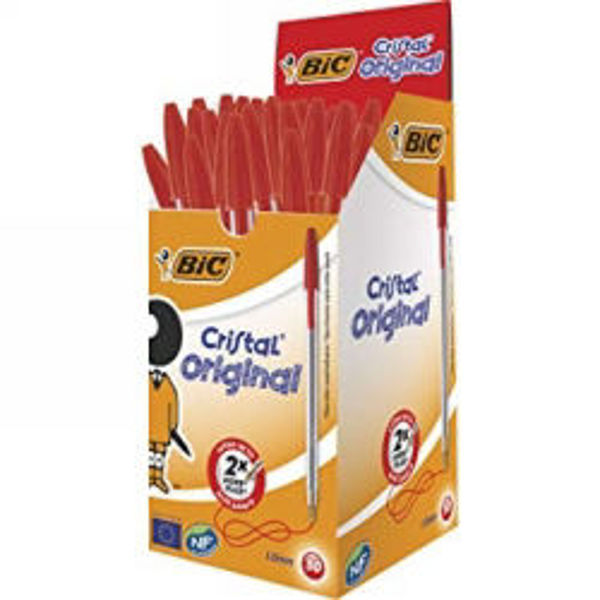 Picture of BIC CRISTAL ORIGINAL MED RED BOX 50