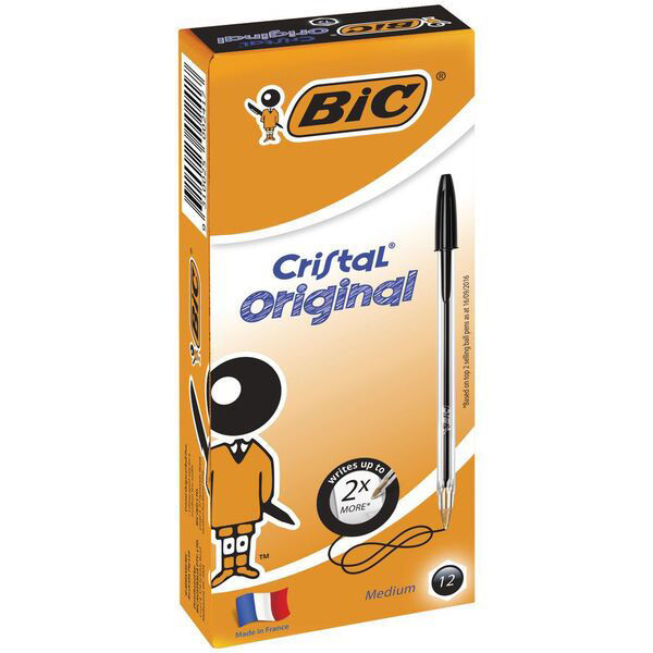 Picture of BIC CRISTAL ORIGINAL MED BLACK BOX 12