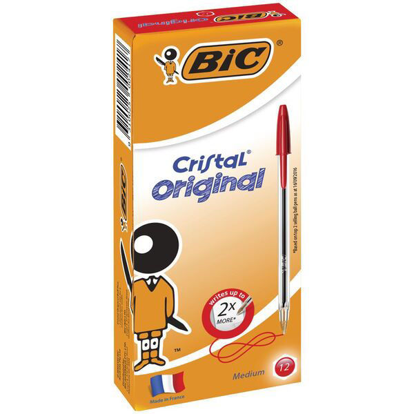 Picture of BIC CRISTAL ORIGINAL MED RED BOX 12