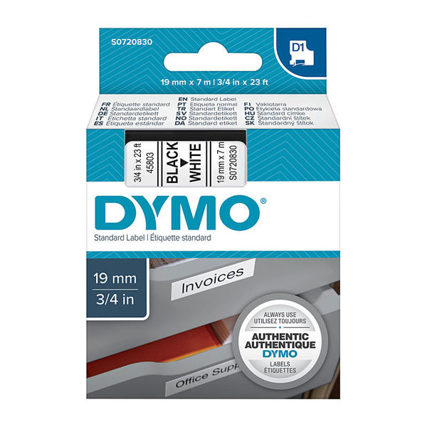Picture of DYMO D1 Blk on Wht 19mmx7m Tape
