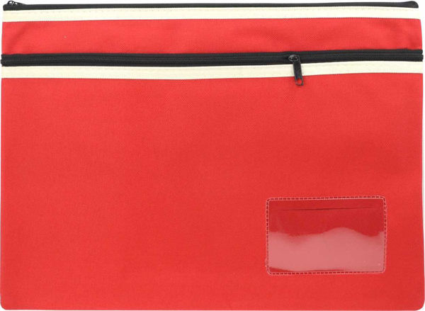 Picture of POLYESTER 2 ZIP LRG PENCIL CASE - RED