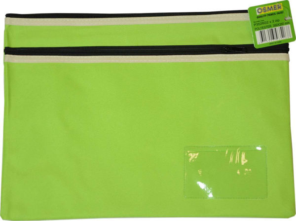 Picture of POLYESTER 2 ZIP LRG PENCIL CASE - Gren