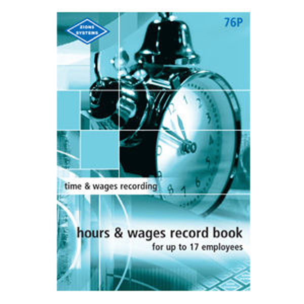 Picture of ZIONS 76P HOURS & WAGES RECORD BOOK - POCKET