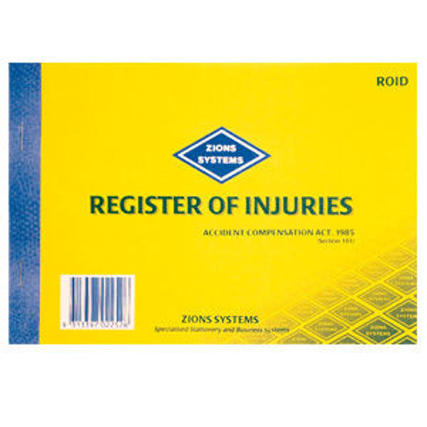 Picture of ZIONS ROID REGISTER OF INJURIES - VICTORIA