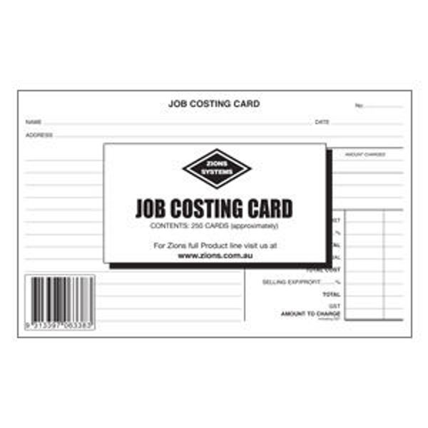 Picture of ZIONS JCC - JOB COSTING CARD