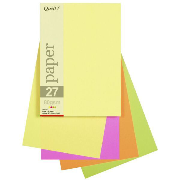 Picture of QUILL PAPER A5 80GSM FLUORO ASSORTED PACK 250