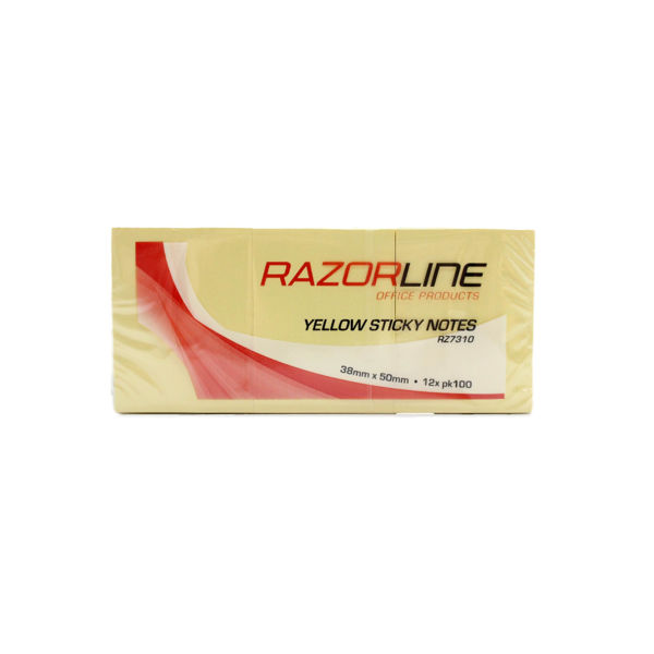 Picture of STICK ON NOTE RAZOR YELLOW 38x50 PACK 12