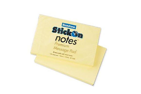 Picture of STICK ON NOTES 76MM X 127MM YELLOW
