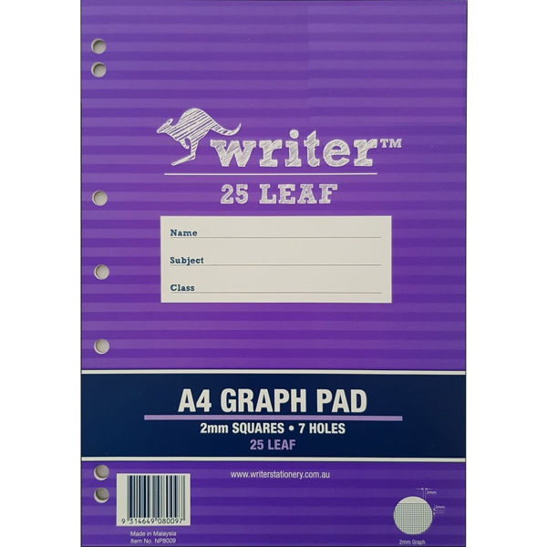 Picture of WRITER PREMIUM A4 2MM 25L GRAPH PAD