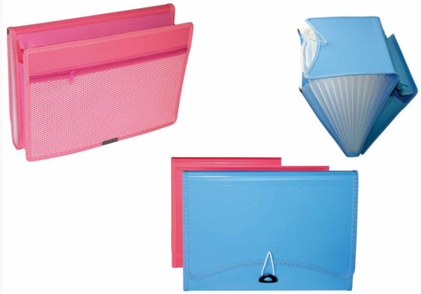 Picture of EXPANDING FILE STAT 13P + 1 EXPANDING SIDE POCKET PINK OR BLUE