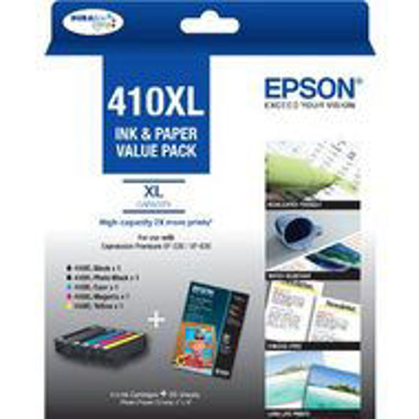 Picture of Epson 410XL Ink Value Pack (BXL, PBXL, CXL, MXL, YXL & 20 Sheets Photo Paper Glossy 4 x 6)