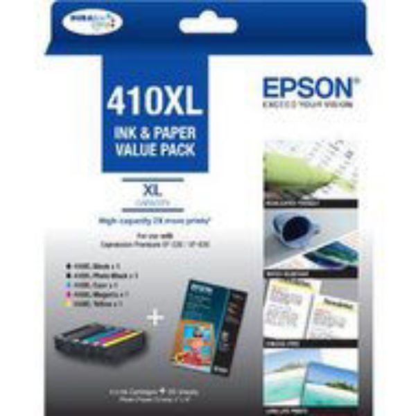 Picture of Epson 410XL Ink Value Pack (BXL, PBXL, CXL, MXL, YXL & 20 Sheets Photo Paper Glossy 4 x 6)