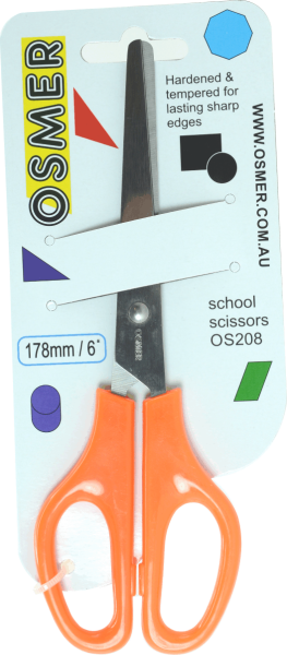 Picture of OSMER 178MM SCHOOL SCISSORS - ORANGE HANDLE