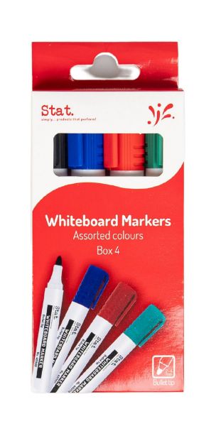 Picture of STAT WHITEBOARD MARKER 2.0MM BULLET TIP PK 4
