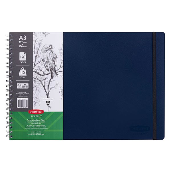 Picture of A3 DERWENT VISUAL ART DIARY LANDSCAPE 120PG - NAVY