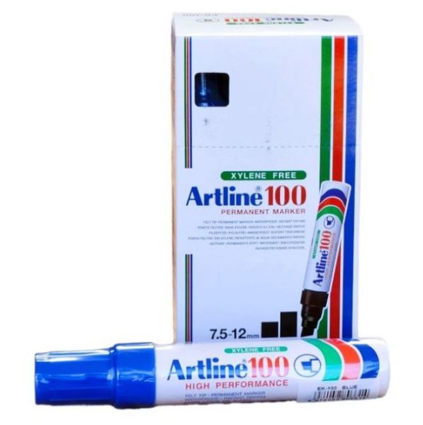 Picture of ARTLINE 100 PERMANENT MARKER 12MM CHISEL BLUE