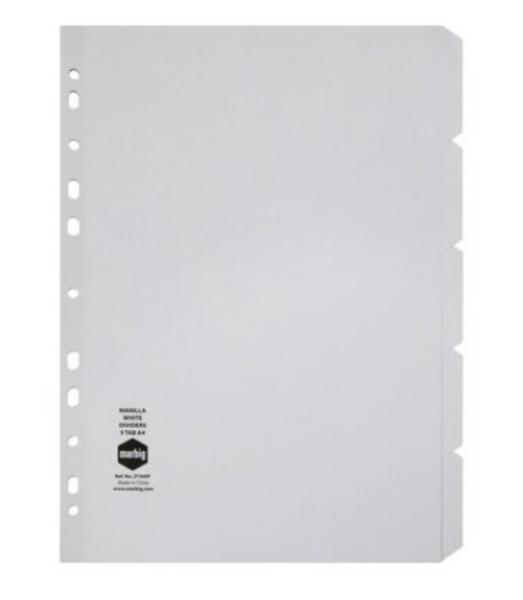Picture of MARBIG INDICES & DIVIDERS 5 TAB MANILLA WHITE